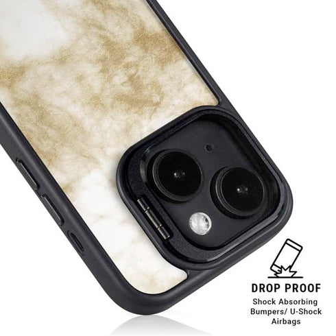 Gold and White Marble iPhone 15 Kickstand Case